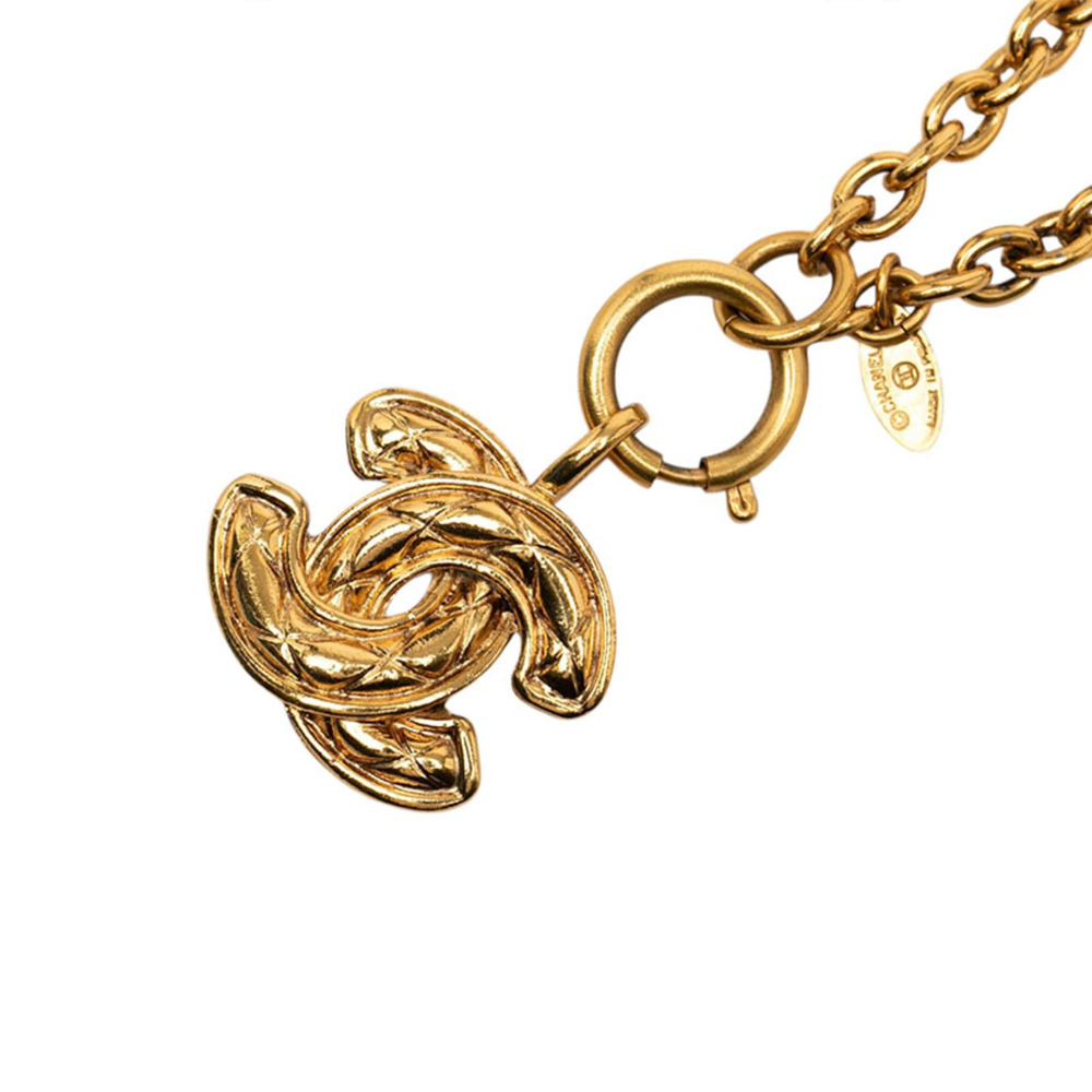 CHANEL Authentic Gold Logo Necklace